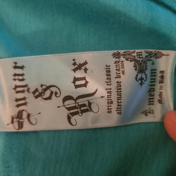 Sugar & Rox By Buckle Womens Teal Tie-Dye V-neck Graphic Tee w/ Rhinestones - M - Picture 4 of 9